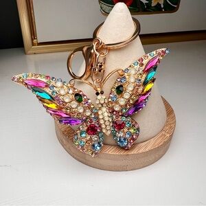Butterfly Keychain Bag charm Multicolor Rhinestone Fairycore Whimsical Fantasy